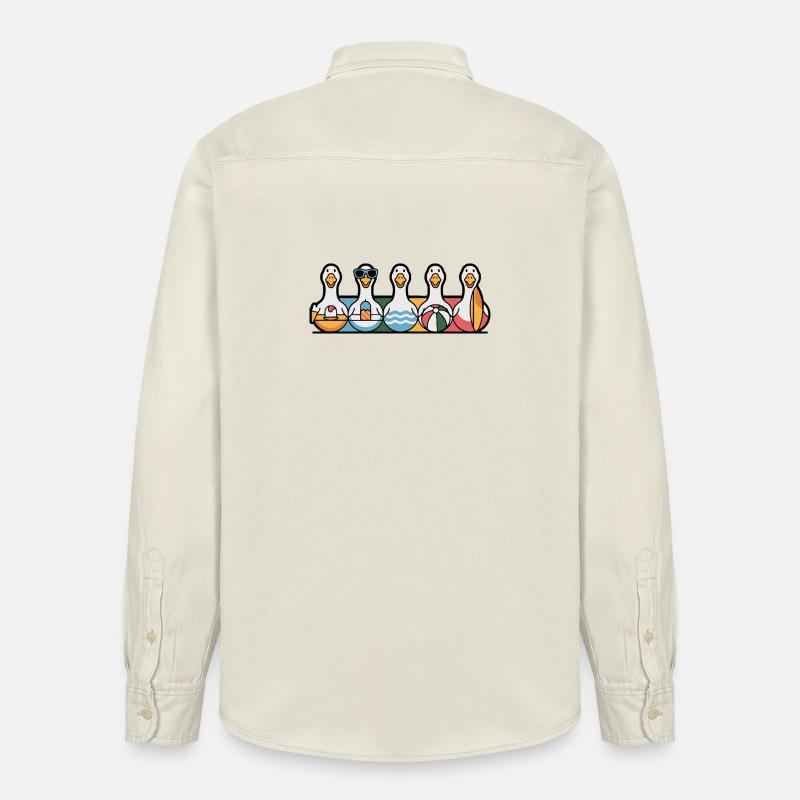 Rangée d’oies d’été - Chemise unisexe coupe décontractée bio Stanley/Stella - écru doux