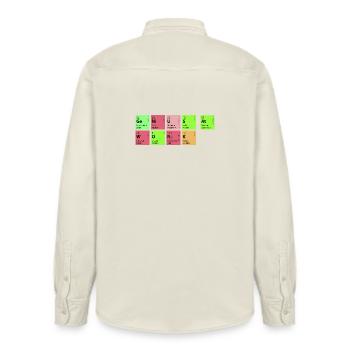 genius at work - Relaxed Fit Unisex Organic Hemd von Stanley/Stella - Natur - Hinten - AI Model Male 178 light (178cm)