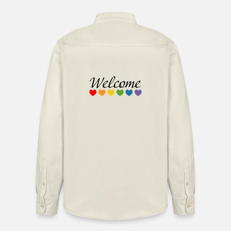 Regenbogenherzchen Welcome schwarz - Relaxed Fit Unisex Organic Hemd von Stanley/Stella - Natur