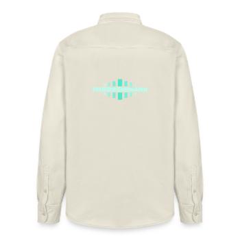 Beruf Feuerwehrmann - Relaxed Fit Unisex Organic Hemd von Stanley/Stella - Natur - Hinten - AI Model Male 178 light (178cm)