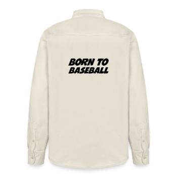 Geboren im Baseball - Relaxed Fit Unisex Organic Hemd von Stanley/Stella - Natur - Hinten - AI Model Male 178 light (178cm)