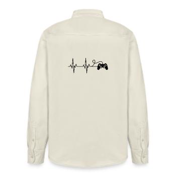 Heartbeat Gaming Controller - Relaxed Fit Unisex Organic Shirt by Stanley/Stella - soft Ecru - Back - AI Model Male 178 light (178cm)