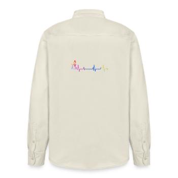 Rainbow Pulse Silhouette - Relaxed Fit Unisex Organic Shirt by Stanley/Stella - soft Ecru - Back - AI Model Male 178 light (178cm)