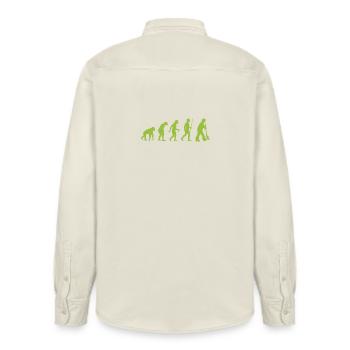 Evolution - vom Urmensch zum Gartenfreund - Relaxed Fit Unisex Organic Hemd von Stanley/Stella - Natur - Hinten - AI Model Male 178 light (178cm)