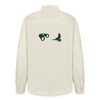 Minimalist Bird Watching Silhouette - Relaxed Fit Unisex Organic Shirt by Stanley/Stella - soft Ecru - Back - AI Model Male 178 light (178cm)