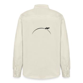 airplane - Relaxed Fit Unisex Organic Shirt by Stanley/Stella - soft Ecru - Back - AI Model Male 178 light (178cm)