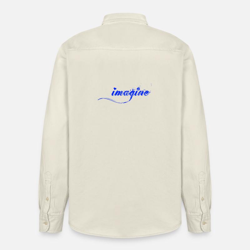 Imagine Blaue Farbklecks Script - Relaxed Fit Unisex Organic Hemd von Stanley/Stella - Natur