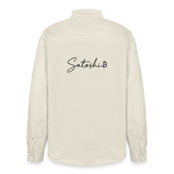 Satoshi Bitcoin Geschenk für Krypto Trader - Relaxed Fit Unisex Organic Hemd von Stanley/Stella - Natur - Hinten - AI Model Male 178 light (178cm)