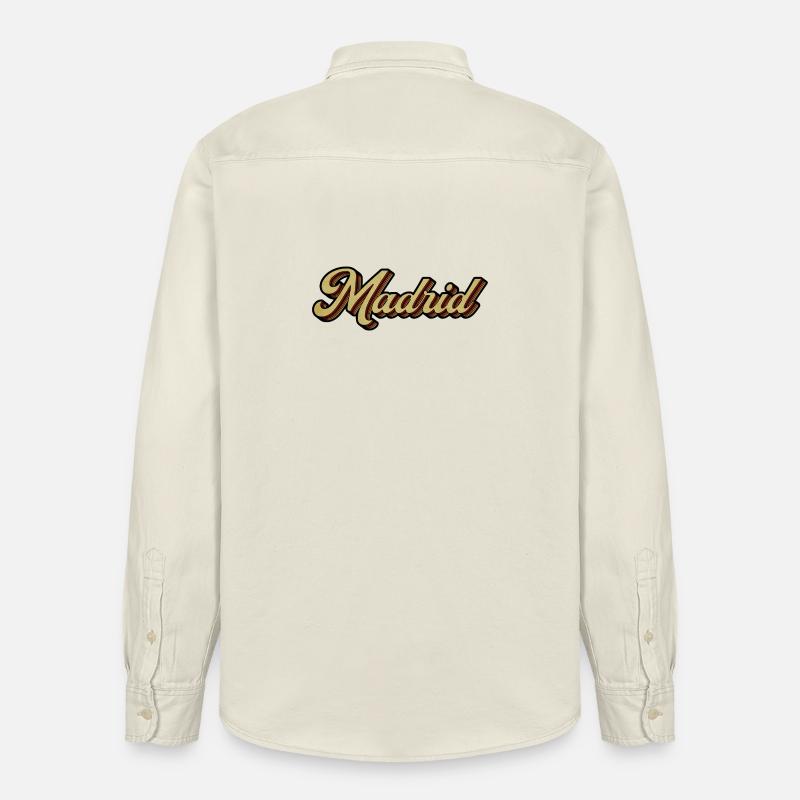 Madrid Retro Striped Script - Relaxed Fit Unisex Organic Hemd von Stanley/Stella - Natur