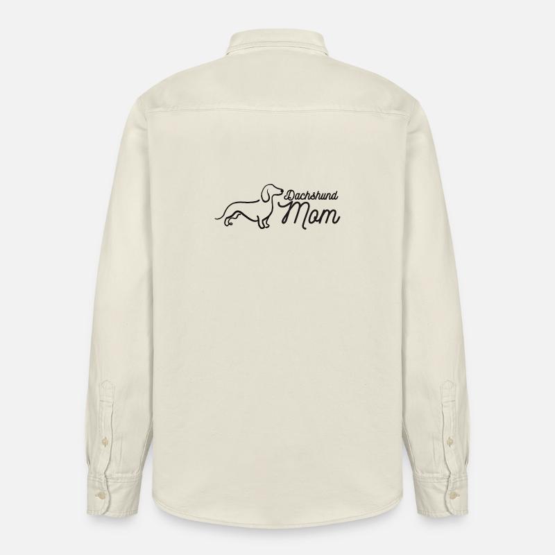 Dachshund Mom Script Logo Lineart Dackel - Relaxed Fit Unisex Organic Hemd von Stanley/Stella - Natur