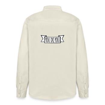 You Do You Funny Self-Confidence Freedom Logo - Relaxed Fit Unisex Organic Shirt by Stanley/Stella - soft Ecru - Back - AI Model Male 178 light (178cm)