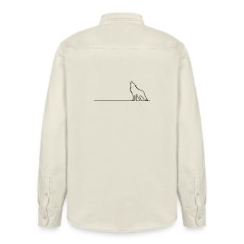 Wolf Outline - Relaxed Fit Unisex Organic Shirt by Stanley/Stella - soft Ecru - Back - AI Model Male 178 light (178cm)