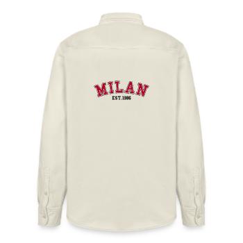 Milan Fondé en 1986 - Chemise unisexe coupe décontractée bio Stanley/Stella - écru doux - Dos - AI Model Male 178 light (178cm)