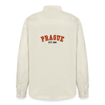 Prague Est. 1966 - Relaxed Fit Unisex Organic Shirt by Stanley/Stella - soft Ecru - Back - AI Model Male 178 light (178cm)