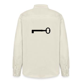 An old key - Relaxed Fit Unisex Organic Shirt by Stanley/Stella - soft Ecru - Back - AI Model Male 178 light (178cm)
