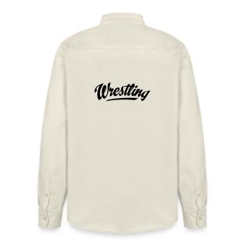 2541614 15360238 wrestling - Relaxed Fit Unisex Organic Hemd von Stanley/Stella - Natur - Hinten - AI Model Male 178 light (178cm)
