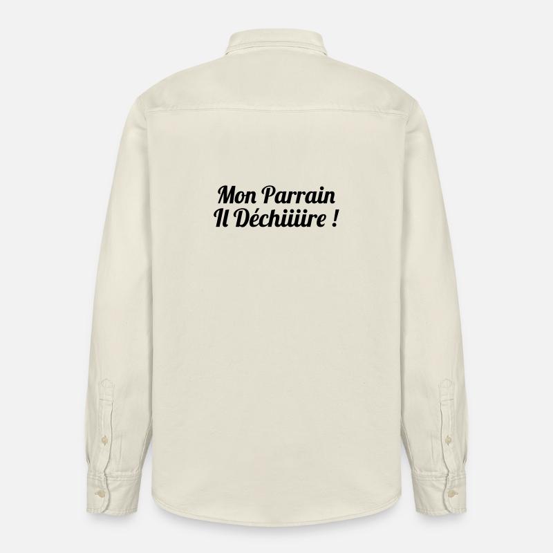 Mon Parrain il déchiiire ! - Chemise unisexe coupe décontractée bio Stanley/Stella - écru doux