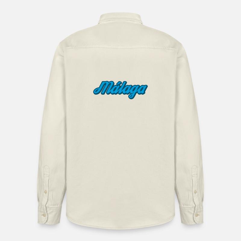 Malaga Coastal Script Bleu - Chemise unisexe coupe décontractée bio Stanley/Stella - écru doux