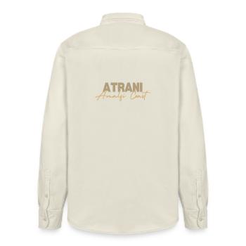 Atrani Amalfiküste Bühnenbild - Relaxed Fit Unisex Organic Hemd von Stanley/Stella - Natur - Hinten - AI Model Male 178 light (178cm)