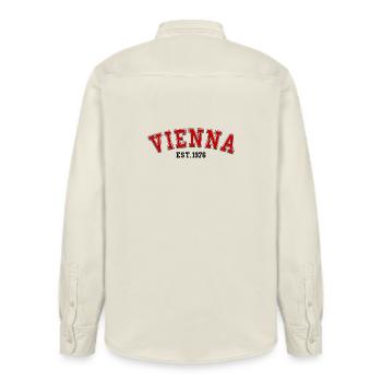Vienne fondée en 1976 - Chemise unisexe coupe décontractée bio Stanley/Stella - écru doux - Dos - AI Model Male 178 light (178cm)