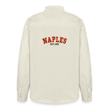 Naples Fondée en 1976 - Chemise unisexe coupe décontractée bio Stanley/Stella - écru doux - Dos - AI Model Male 178 light (178cm)