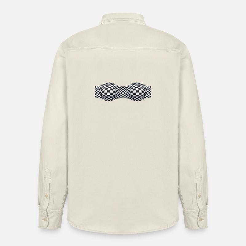 Folded Checkered Patterns - Relaxed Fit Unisex Organic Shirt by Stanley/Stella - soft Ecru