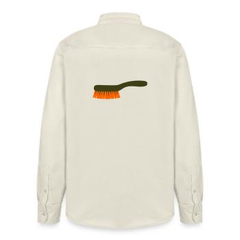 Pilzbürste Werkzeug Sammler - Relaxed Fit Unisex Organic Hemd von Stanley/Stella - Natur - Hinten - AI Model Male 178 light (178cm)