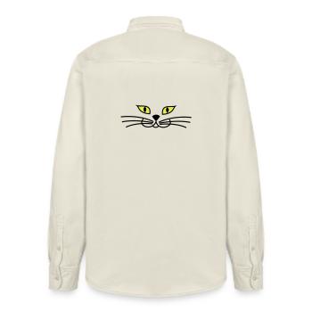 kitteh_face_green_eyes - Relaxed Fit Unisex Organic Hemd von Stanley/Stella - Natur - Hinten - AI Model Male 178 light (178cm)