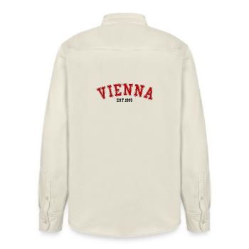 Vienna_Est_1995 - Chemise unisexe coupe décontractée bio Stanley/Stella - écru doux - Dos - AI Model Male 178 light (178cm)