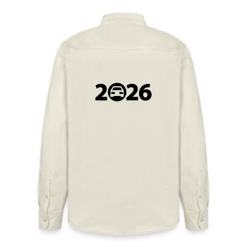 Trip 2026, Road trip 2026, Holiday 2026 - Relaxed Fit Unisex Organic Shirt by Stanley/Stella - soft Ecru - Back - AI Model Male 178 light (178cm)