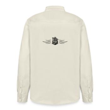 Drachenboot Wikinger Wikingerschiff - Relaxed Fit Unisex Organic Hemd von Stanley/Stella - Natur - Hinten - AI Model Male 178 light (178cm)