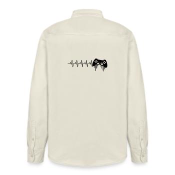 Heartbeat gaming controller - Relaxed Fit Unisex Organic Shirt by Stanley/Stella - soft Ecru - Back - AI Model Male 178 light (178cm)