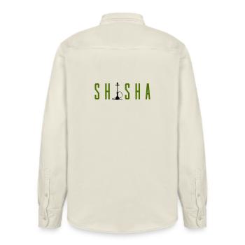 shisha- - Relaxed Fit Unisex Organic Hemd von Stanley/Stella - Natur - Hinten - AI Model Male 178 light (178cm)