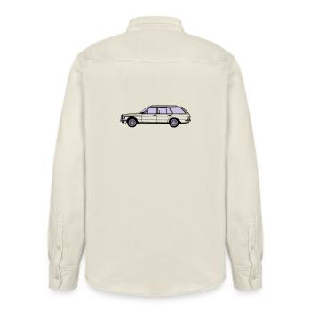 MB W123 T Model Kombi ...(25) - Relaxed Fit Unisex Organic Hemd von Stanley/Stella - Natur - Hinten - AI Model Male 178 light (178cm)