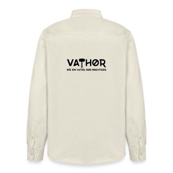 Vathor - Wie ein Vater, nur mächtiger - Relaxed Fit Unisex Organic Hemd von Stanley/Stella - Natur - Hinten - AI Model Male 178 light (178cm)