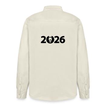 Écrivain 2026, Poète 2026, Stylo-plume 2026 - Chemise unisexe coupe décontractée bio Stanley/Stella - écru doux - Dos - AI Model Male 178 light (178cm)