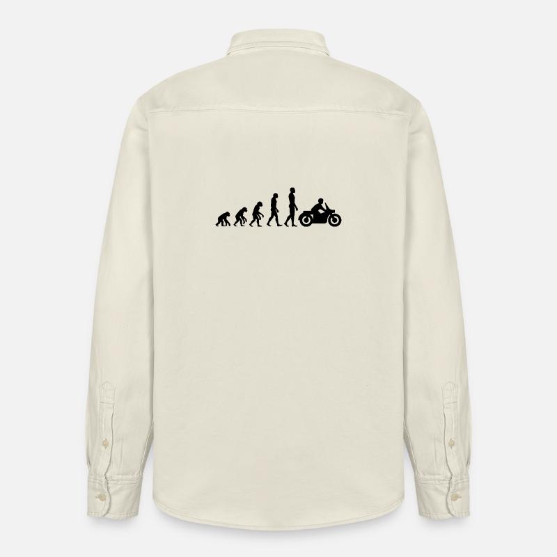 ÉVOLUTION : DE SINGE À MOTARD ! - Chemise unisexe coupe décontractée bio Stanley/Stella - écru doux
