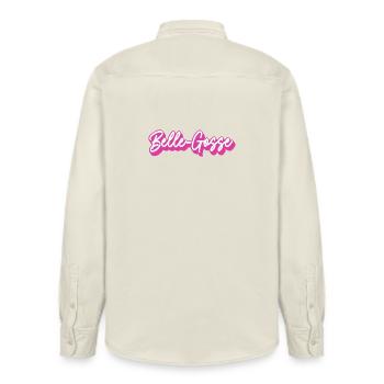 Beautiful Kid Script Pink - Relaxed Fit Unisex Organic Shirt by Stanley/Stella - soft Ecru - Back - AI Model Male 178 light (178cm)