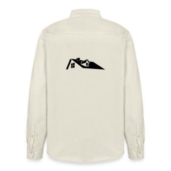 Logo de la maison sur le toit avec lucarne - Chemise unisexe coupe décontractée bio Stanley/Stella - écru doux - Dos - AI Model Male 178 light (178cm)