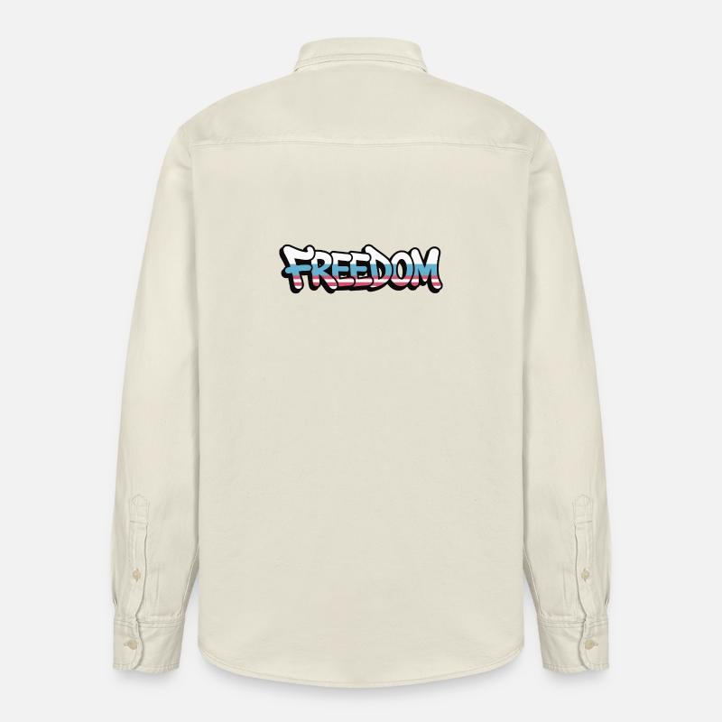 Freedom Typografie Statement Design - Relaxed Fit Unisex Organic Hemd von Stanley/Stella - Natur