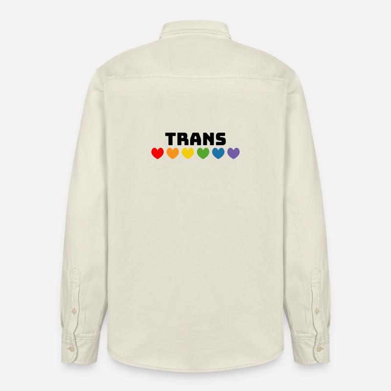 Cœur arc-en-ciel trans noir - Chemise unisexe coupe décontractée bio Stanley/Stella - écru doux
