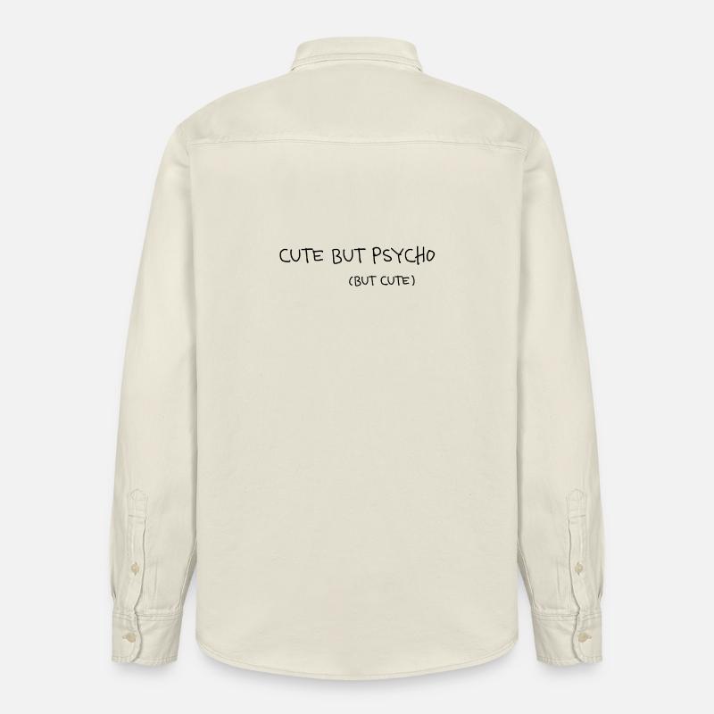 Cute But Psycho Minimal Statement Spruch - Relaxed Fit Unisex Organic Hemd von Stanley/Stella - Natur