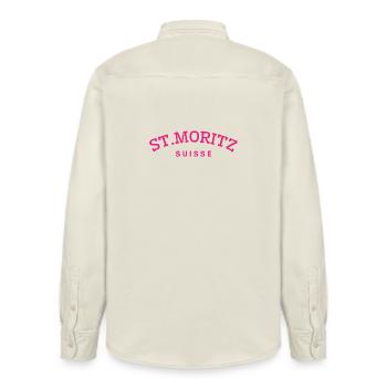 St. Moritz - Suisse - Schweiz - Swiss - Relaxed Fit Unisex Organic Hemd von Stanley/Stella - Natur - Hinten - AI Model Male 178 light (178cm)
