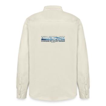 Argentinien ist der Ort, an dem meine Geschichte begann - Relaxed Fit Unisex Organic Hemd von Stanley/Stella - Natur - Hinten - AI Model Male 178 light (178cm)