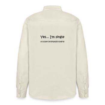yes_i_am_single - Relaxed Fit Unisex Organic Shirt by Stanley/Stella - soft Ecru - Back - AI Model Male 178 light (178cm)
