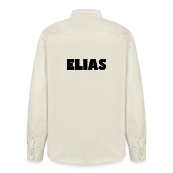 Elias Name - Relaxed Fit Unisex Organic Shirt by Stanley/Stella - soft Ecru - Back - AI Model Male 178 light (178cm)