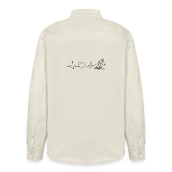 Skiing Love Pulse Heartbeat - Relaxed Fit Unisex Organic Shirt by Stanley/Stella - soft Ecru - Back - AI Model Male 178 light (178cm)