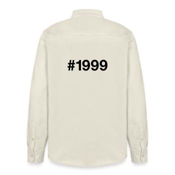 Hashtag vintage 1999 27 ans Anniversaire - Chemise unisexe coupe décontractée bio Stanley/Stella - écru doux - Dos - AI Model Male 178 light (178cm)
