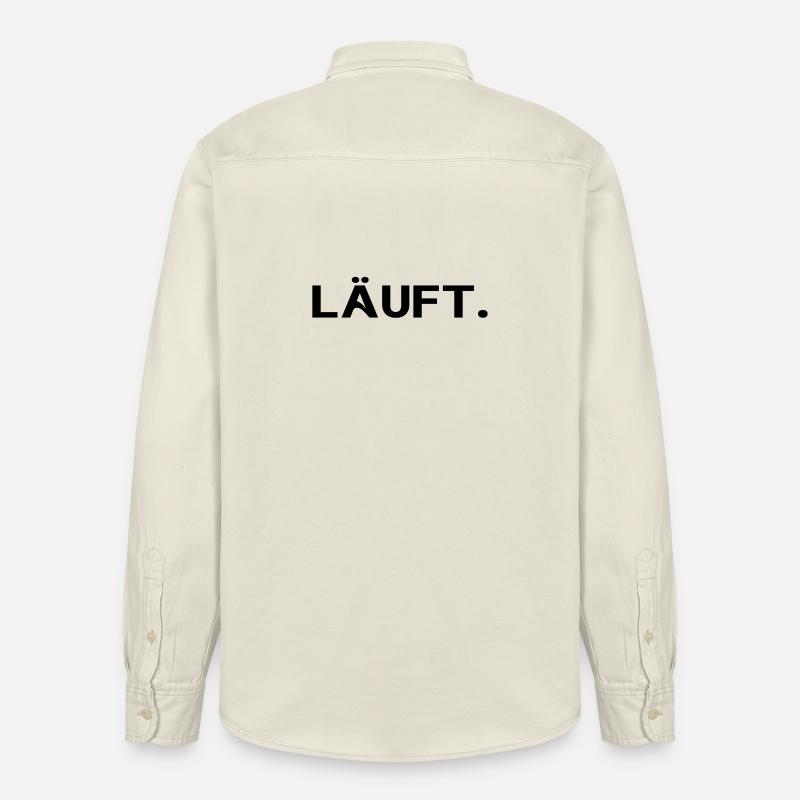 Läuft. Minimal Statement Spruch Trend Social - Relaxed Fit Unisex Organic Hemd von Stanley/Stella - Natur