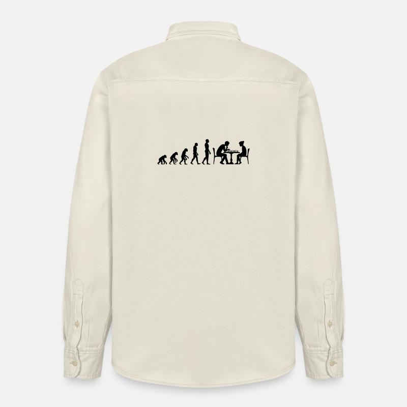 EVOLUTION TO CHESS MASTER – MATE! CHESSLOVER - Relaxed Fit Unisex Organic Shirt by Stanley/Stella - soft Ecru